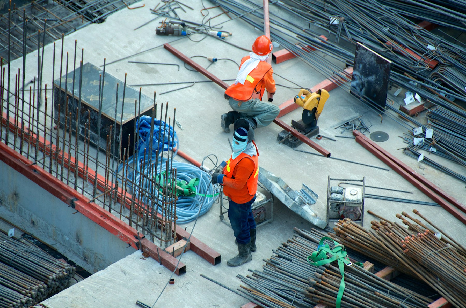 Construction team working together on a site